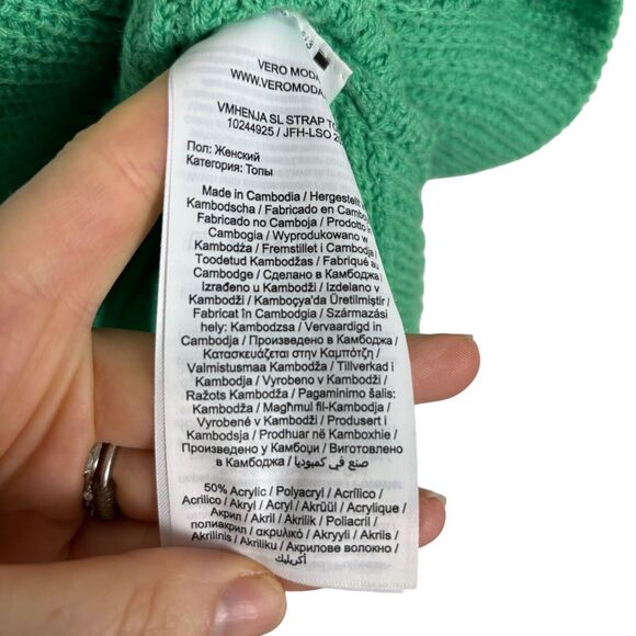 Vero Moda Henja Green Knit Crop Top Tank V-Neck Women's XL - Picture 8 of 11